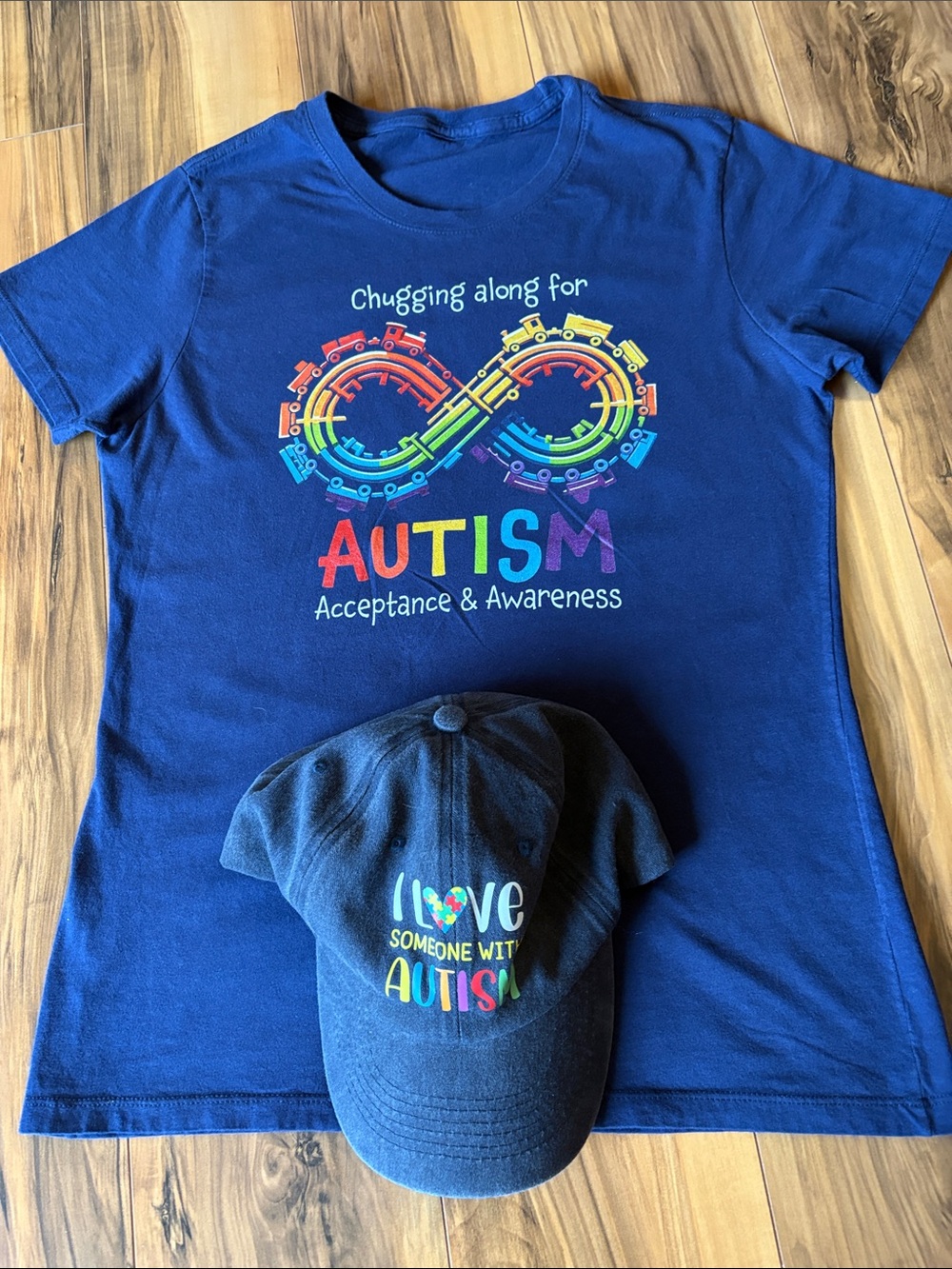 Autism Acceptance Rainbow Infinity Tee - Navy